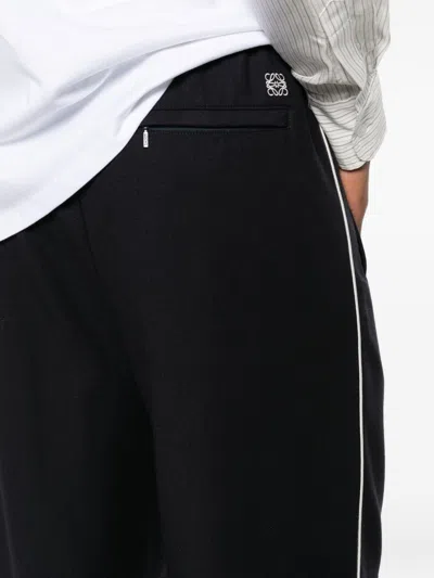 Loewe Men Wool Drawstring Trousers In Black