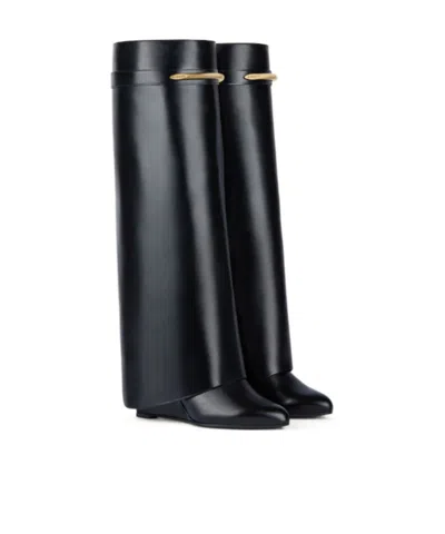 Givenchy Shark 95 Leather Knee-high Boots In Black