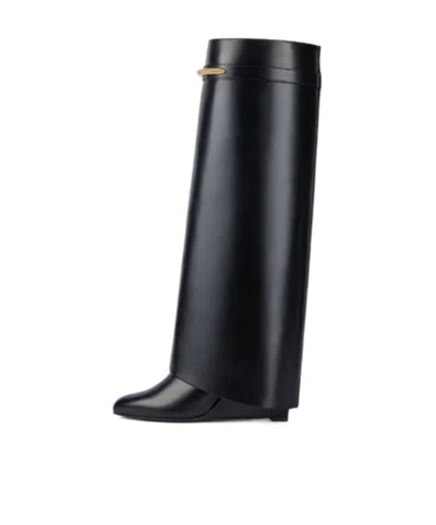 Givenchy Shark 95 Leather Knee-high Boots In Black