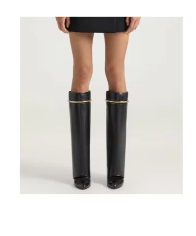 Givenchy Shark 95 Leather Knee-high Boots In Black