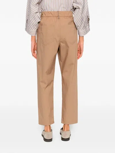 Brunello Cucinelli Lightweight Poplin Five-pocket Track Trousers With Monili Clothing In Brown