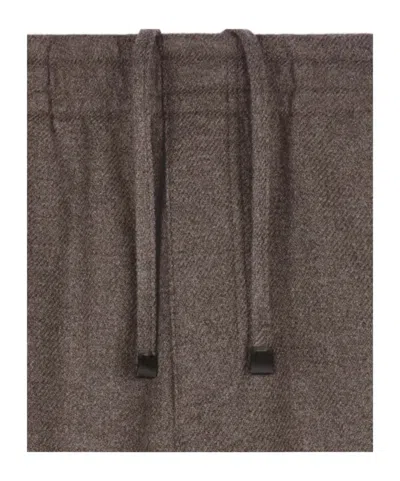 Tod's Wool Drawstring Casual Pants In Brown