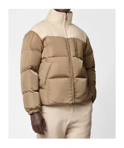 Tod's Dual-material Down Jacket In Brown