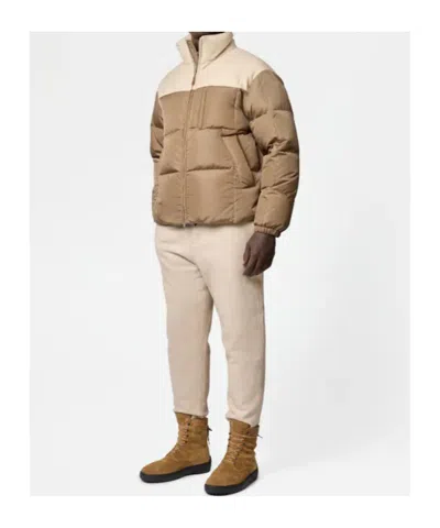 Tod's Dual-material Down Jacket In Brown