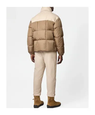 Tod's Dual-material Down Jacket In Brown