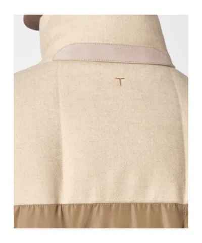 Tod's Dual-material Down Jacket In Brown