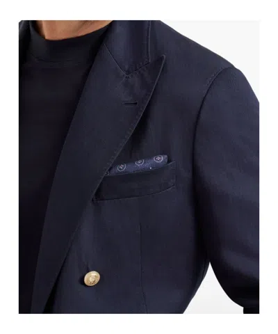 Brunello Cucinelli Geometric-patterned Silk Pocket Square In Blue