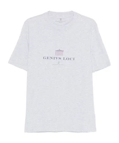 Brunello Cucinelli Men Crew-neck T-shirt With Graphic Print In White
