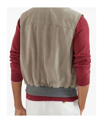 Brunello Cucinelli Suede Chest-pocket Gilet In Brown