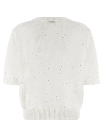 Brunello Cucinelli White Sequin Sweater In White
