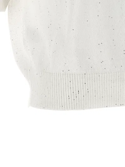 Brunello Cucinelli White Sequin Sweater In White