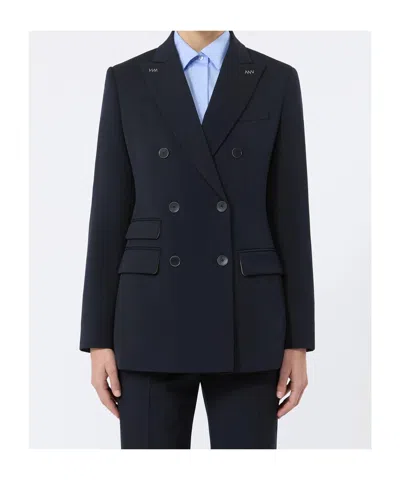Max Mara Long-sleeved Suit Jacket In Blue