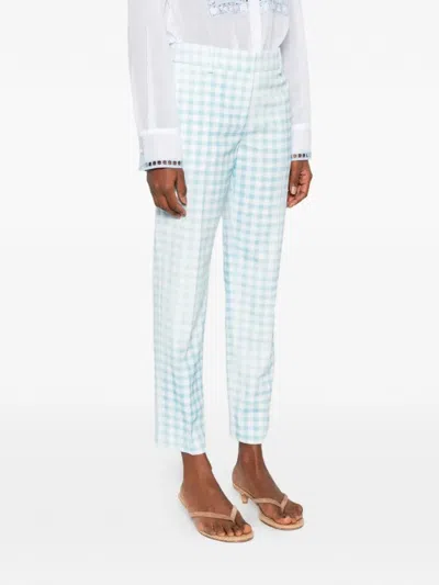 Ermanno Scervino Gingham-pattern Drawstring Trousers In Blue