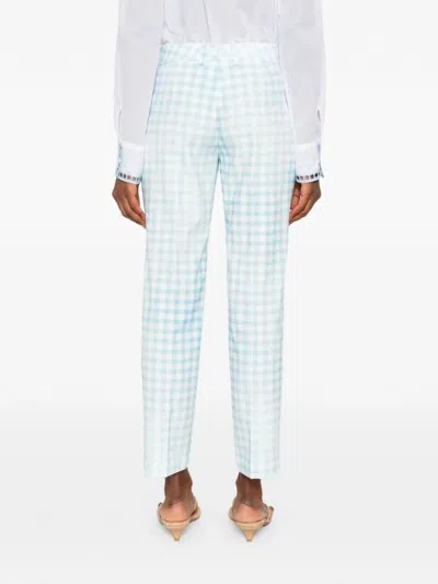 Ermanno Scervino Gingham-pattern Drawstring Trousers In Blue