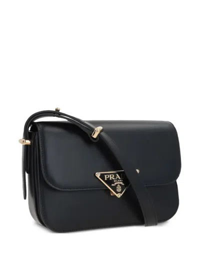 Prada Black Leather Crossbody Bag In Red