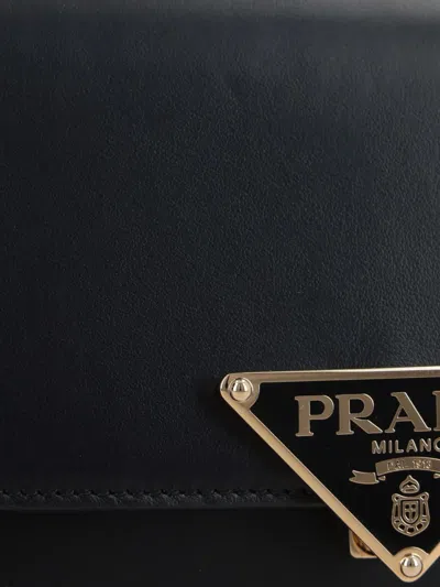 Prada Black Leather Crossbody Bag In Red