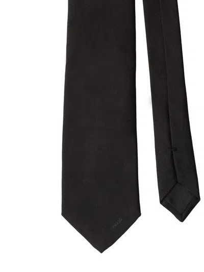 Prada Triangle Logo-embroidered Striped Wool Tie In Brown