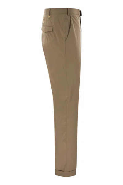 Pt Torino Master-fit Cotton-blend Trousers In Brown