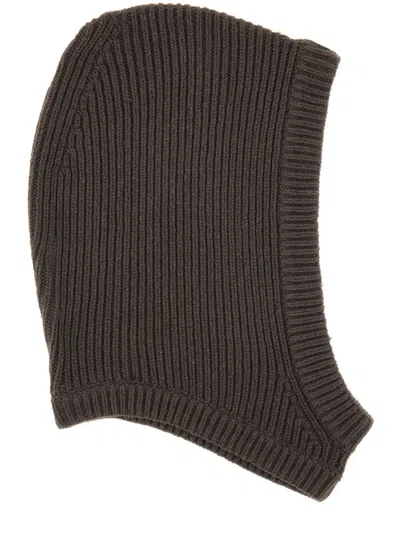 Rick Owens Stretch Ribbed Texture Hat In Brown