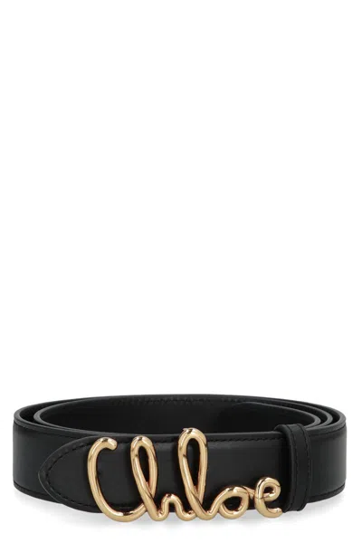 Chloé Iconic Leather Belt In Black