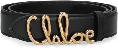 Chloé Iconic Leather Belt In Black
