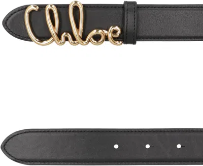 Chloé Iconic Leather Belt In Black