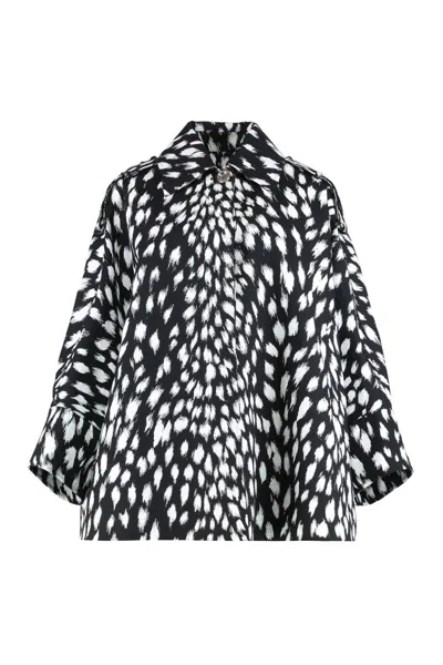 Givenchy Cocoon Short Trench In Cotton With Animal Print In Multi