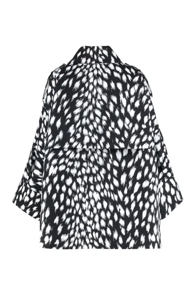Givenchy Cocoon Short Trench In Cotton With Animal Print In Multi
