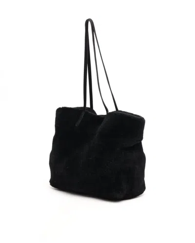 Miu Miu Shearling Tote Bag In Black