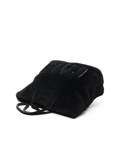 Miu Miu Shearling Tote Bag In Black