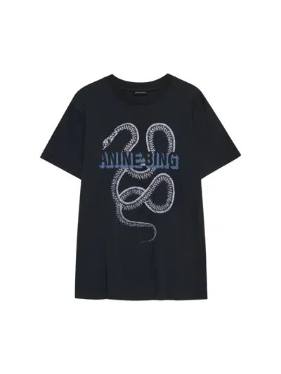 Anine Bing Snake Graphic T-shirt In Black