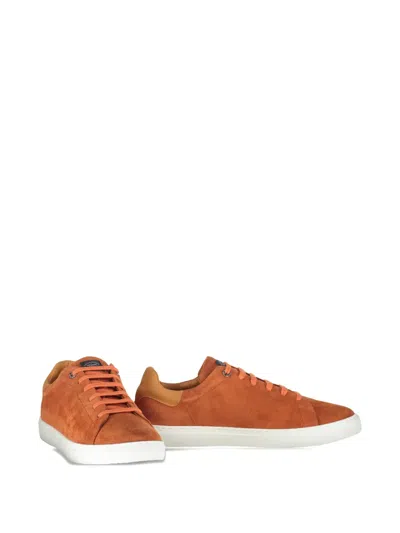 Paul & Shark Leather Lace-up Sneakers In Orange