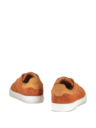 Paul & Shark Leather Lace-up Sneakers In Orange