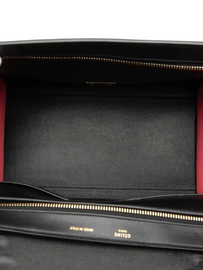 Pre-owned Celine 2014 Small Tricolor Calfskin And Suede Trapeze Satchel In Black