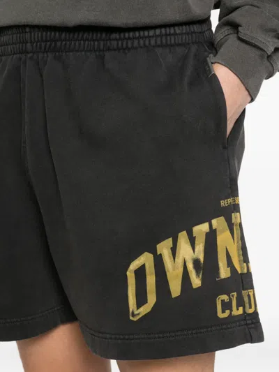 Represent Logo-print Track Shorts In Black