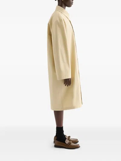 Jil Sander Patch Pocket Poplin Coat In Yellow