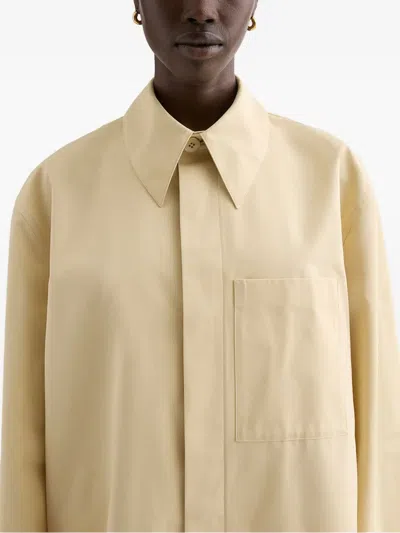 Jil Sander Patch Pocket Poplin Coat In Yellow