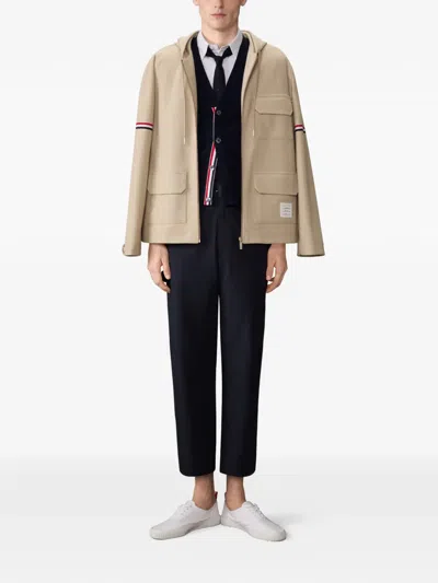 Thom Browne Armband Oversized Parka In Neutral