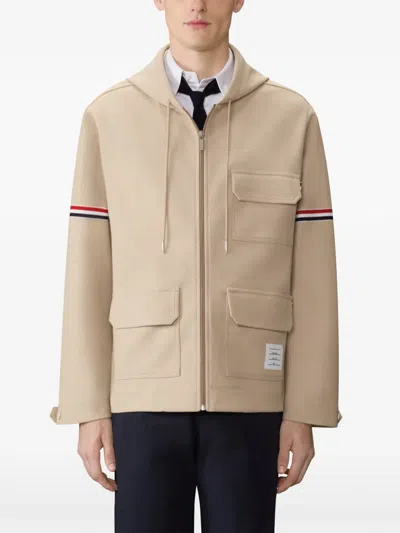 Thom Browne Armband Oversized Parka In Neutral