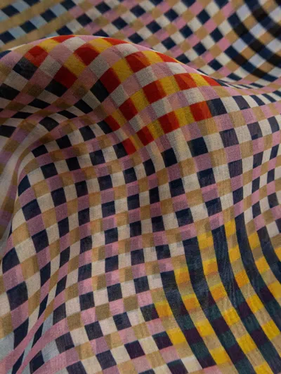 Moschino Checkered Pattern Silk Scarf In Multi