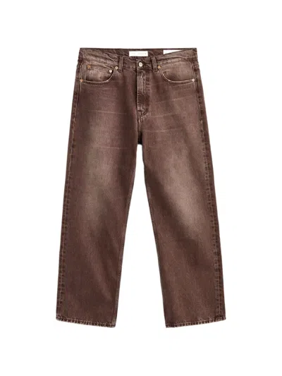 Our Legacy Denim Trousers Faded Effect Belt Loops Five Pockets In Brown