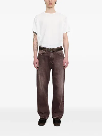 Our Legacy Denim Trousers Faded Effect Belt Loops Five Pockets In Brown