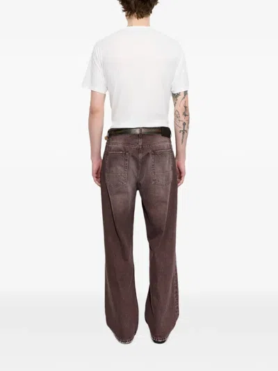 Our Legacy Denim Trousers Faded Effect Belt Loops Five Pockets In Brown