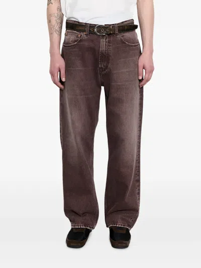 Our Legacy Denim Trousers Faded Effect Belt Loops Five Pockets In Brown