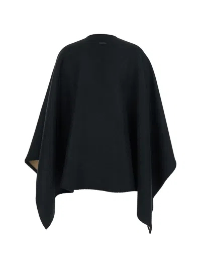 Ferragamo Geometric-print Cape In Black