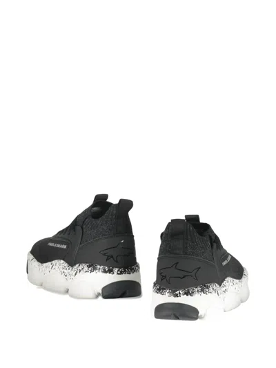 Paul & Shark Shark-print Sneakers In Black