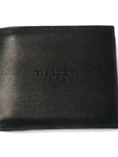 Givenchy Men Black Bi-fold Wallet With Embossed Logo Lettering On The Front In Grained Leather Man In Black