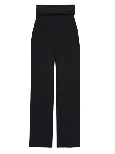 Alexander Mcqueen Wool Tailored Trousers High Waist Wide Leg In Black