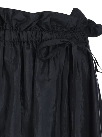 Jil Sander Ruffled Drawstring Midi Skirt In Black