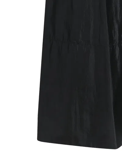 Jil Sander Ruffled Drawstring Midi Skirt In Black